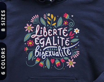 Liberté Égalité Bisexualité Hoodie | Subtle Bisexual Pride Hooded Sweatshirt S-5X