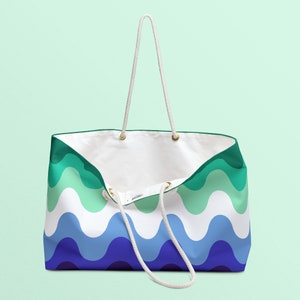 Subtle Gay Pride Waves Weekender Bag | All Over Print Oversized Beach Bag | Gay Pride Color Shopping Bag | MLM Flag Accessories Bag