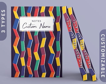Personalized Subtle Rainbow Zigzag Journal | Custom LGBTQ+ Pride Hardcover Notebook
