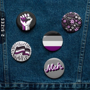Dezente Asexual Pin Buttons | Ace Pride Pins Set | Kleine 3,2 cm und große 5,7 cm