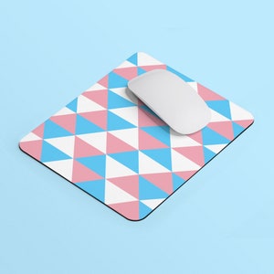 Trans Triangles Mouse Pad | Rectangle Mouse Pad | Transgender Flag Color Mouse Pad | Trans Pride Flag Mousepad | Trans Home Office Gift