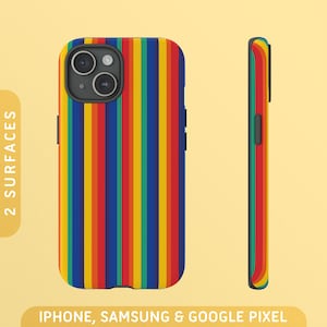 Rainbow Pride Flag Stripes Tough Case | iPhone 16 Pro Max Plus 15 14 13 12 11, Samsung S24 S23 S22 S21, Google Pixel 9 8 7 6 5 Phone