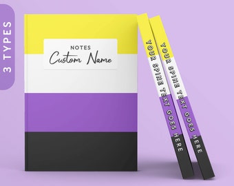Personalized Nonbinary Flag Journal | Custom Enby Pride Hardcover Notebook