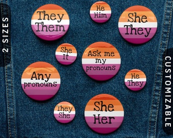 Personalized Lesbian Pin Buttons | Custom Pronouns For Pride
