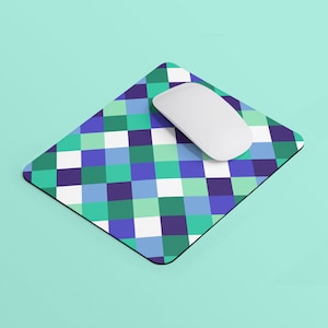 Gay Flag Checkered Mouse Pad | Rectangle Mouse Pad | Gay Pride Mouse Pad | Subtle MLM Pride Flag Colors | Home Office Gift