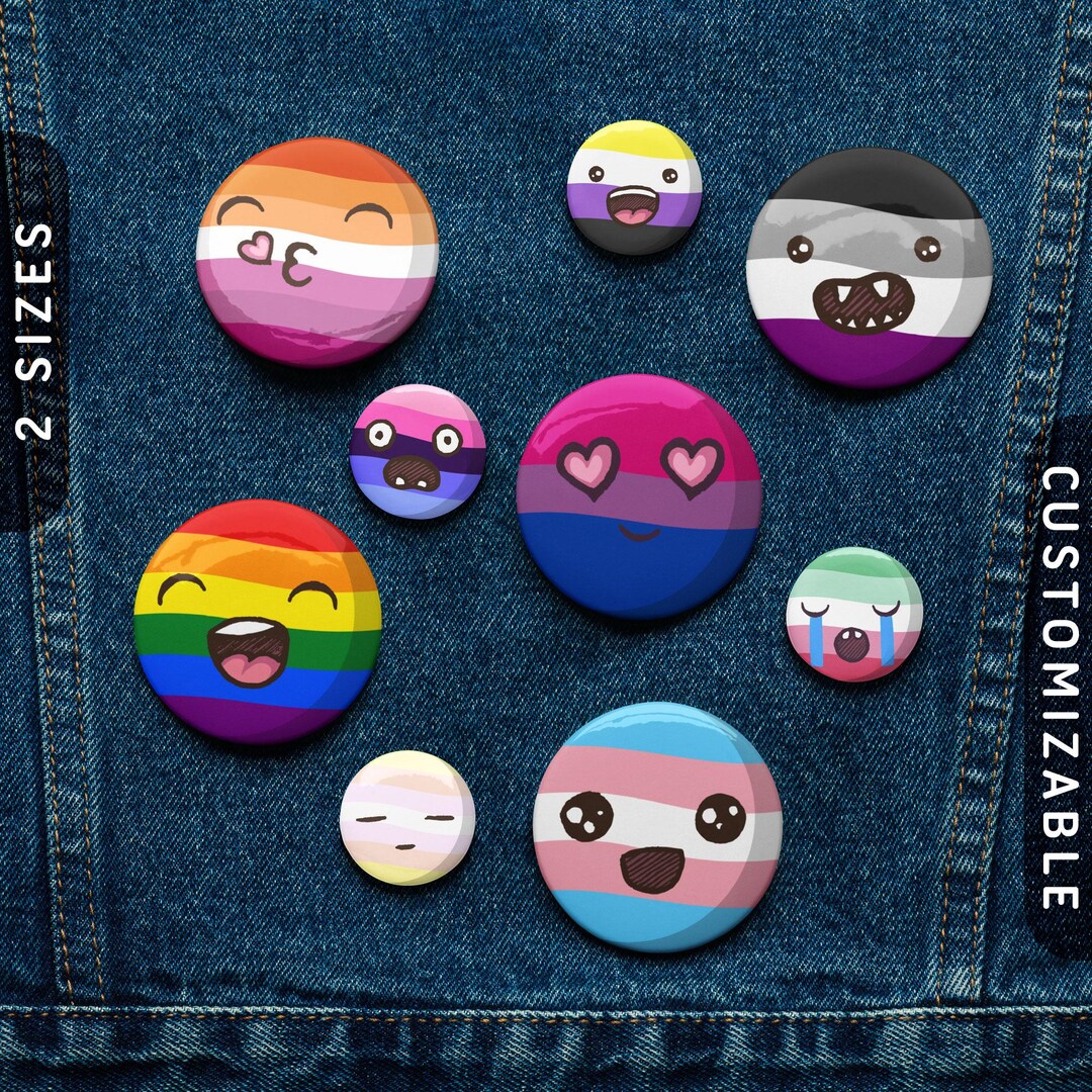 Pride Buttons Personalized Pride Face Pin Buttons | Custom LGBTQ+ Flag Gift - Etsy