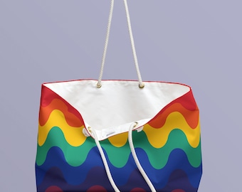 Rainbow Flag Waves Weekender Bag | LGBTQ+ Pride Gift