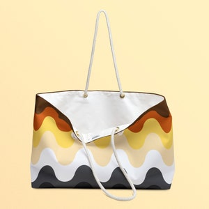Subtle Gay Bear Pride Waves Weekender Bag | All Over Print Oversized Beach Bag | Bear Pride Shopping Bag | Bear Brotherhood Accessory Bag