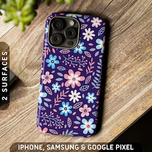Subtle Trans Pride Flowers Tough Case | iPhone 16 Pro Max Plus 15 14 13 12 11, Samsung S24 S23 S22 S21, Google Pixel 9 8 7 6 5 Phone