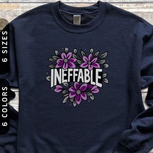 Ineffable Sweatshirt | Subtle Asexual Flag Colors Sweater | Asexuality Pride Jumper | Subtle Aro Ace Pride Sweatshirt | Floral Ace Flag Gift