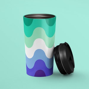 MLM/Gay Pride Waves | Stainless Steel Travel Mug 15 oz