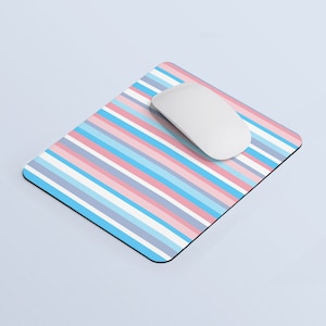 Trans Pride Flag Stripes Mouse Pad | Rectangle Mouse Pad | Transgender Color Mouse Pad | Trans Mousepad | Transgender Home Office Gift
