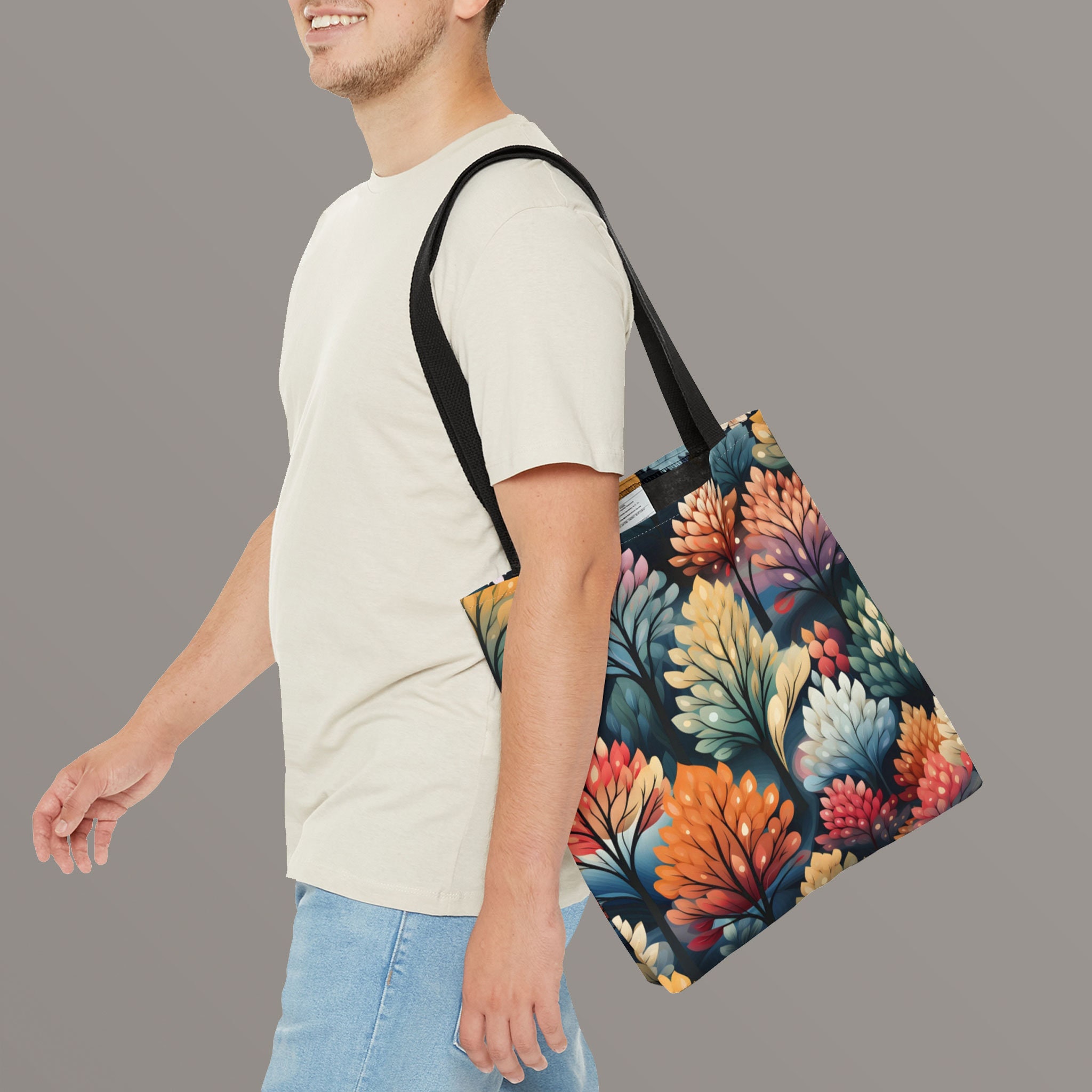 Colorful Enchanted Forest Illustration Tote Bag All Over Print Tote Bag