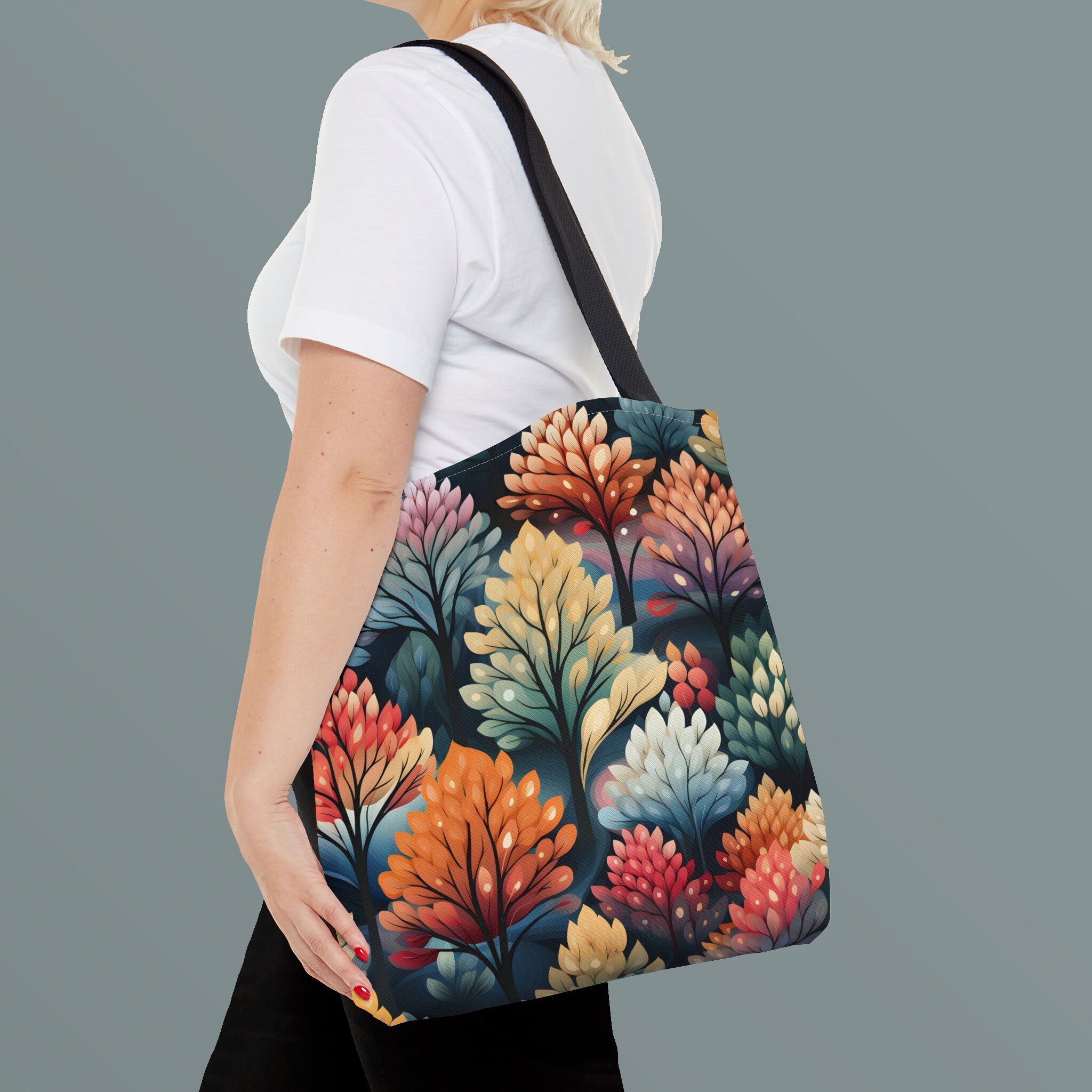Colorful Enchanted Forest Illustration Tote Bag All Over Print Tote Bag