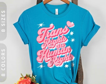 Trans Rights Are Human Rights T-Shirt | Pro Transgender Pride Gift | Unisex B+C 3001 Jersey Tee XS-4X