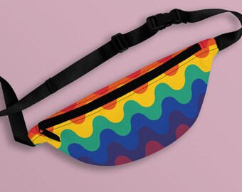 Rainbow Flag Waves Fanny Pack | LGBTQ+ Pride Gift