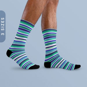 MLM Gay Pride Socks | Gay Pride Flag Stripes Sublimation Socks | MLM Pride Flag Socks | Gay MLM Men Loving Men Gift | Striped Crew Socks