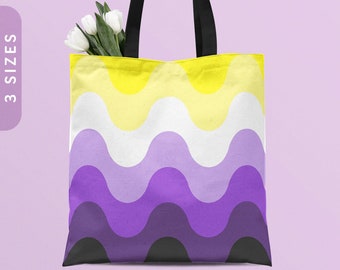 Sacola Tote com Bandeiras Não Binárias | Presente Enby Pride