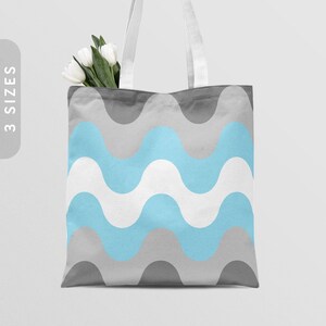 Subtle Demiboy Pride Waves Tote Bag | All Over Print Reusable Bag | LGBTQ Demiboy Pride Shoulder Bag | Demiboy Flag Shopping Bag