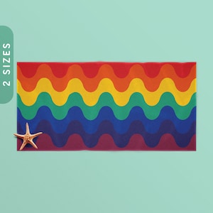 Subtle Rainbow Pride Waves Beach Towel | 30x60&quot; 36x72&quot; Beach Towel | Bath & Pool Towel | Beach Lovers Towel | Rainbow Flag Towel