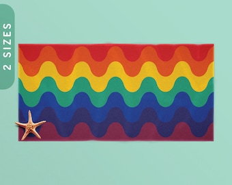 Rainbow Flag Waves Beach Towel | LGBTQ+ Pride Gift