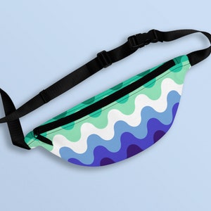 Subtle MLM/Gay Pride Waves Fanny Pack | Gay MLM Pride Flag Belt Bag | All Over Print Waist Bag | Bum Bag | Hip Bag | Crossbody Bag