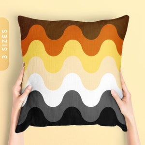 Subtle Gay Bear Pride Waves Pillow Case & Insert | All Over Throw Pillow | Pride Cushion Cover | LGBTQ Bear Brotherhood Pride Pillow Cover