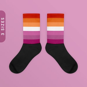 Lesbian Black Foot Socks | Gift For LGBTQ+ Pride | Crisp Color Sublimation Print M-XL