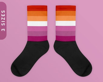 Lesbian Black Foot Socks | Gift For LGBTQ+ Pride | Crisp Color Sublimation Print M-XL