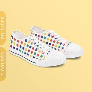 Rainbow Polka Dots Sneakers | Black and White Sole | Low Top Men&#39;s & Women&#39;s Sneakers | LGBTQ Pride Sneakers | Rainbow Gay Pride Shoes