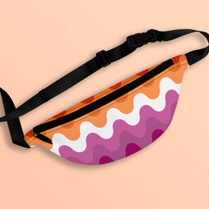 Subtle Lesbian Pride Waves Fanny Pack | LGBTQ Lesbian Pride Flag Belt Bag | All Over Print Waist Bag | Bum Bag | Hip Bag | Crossbody Bag