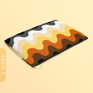 Accessoirezakje met subtiele Bear Pride Waves | Bear Brotherhood Pride Flag-zakje met rits | Gay Bear-tas met rits | Gay Bear Pride-portemonnee met muntstuk en rits