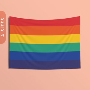 Rainbow Indoor Wall Tapestry | Pride Flag Banner | Gay Rainbow Flag | LGBTQ Tapestry | Gay, Lesbian Bi Pride Banner