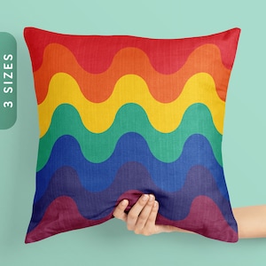 Subtle LGBTQ Pride Waves Pillow Case & Insert | All Over Throw Pillow | Pride Cushion Cover | LGBTQ Rainbow Pride Flag Color Pillow Cover