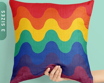 Funda de almohada y relleno con la bandera arcoíris ondeando / Regalo del orgullo LGBTQ+