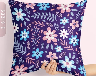 Subtle Trans Pride Flowers Pillow Case & Insert | All Over Throw Pillow | Pride Cushion Cover | LGBTQ Transgender Pride Pillow Cover