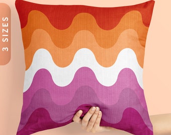 Lesbian Flag Waves Pillow Case & Insert | Lesbian Pride Gift