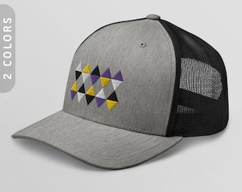 Casquette trucker triangles non binaires | Chapeau Enby Pride