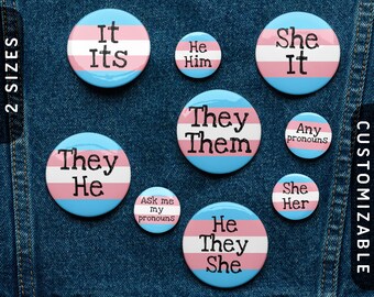 Botones trans personalizados / Pronombres personalizados para el orgullo