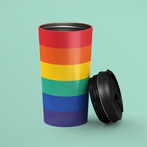 LGBTQ+ Rainbow Pride Flag | Stainless Steel Travel Mug 15 oz