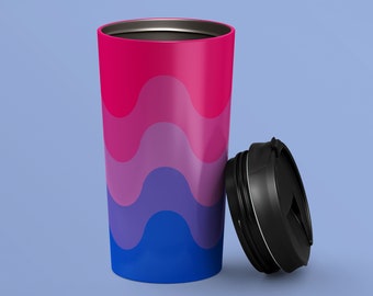 Bisexual Flag Waves | Stainless Steel Travel Mug 15 oz