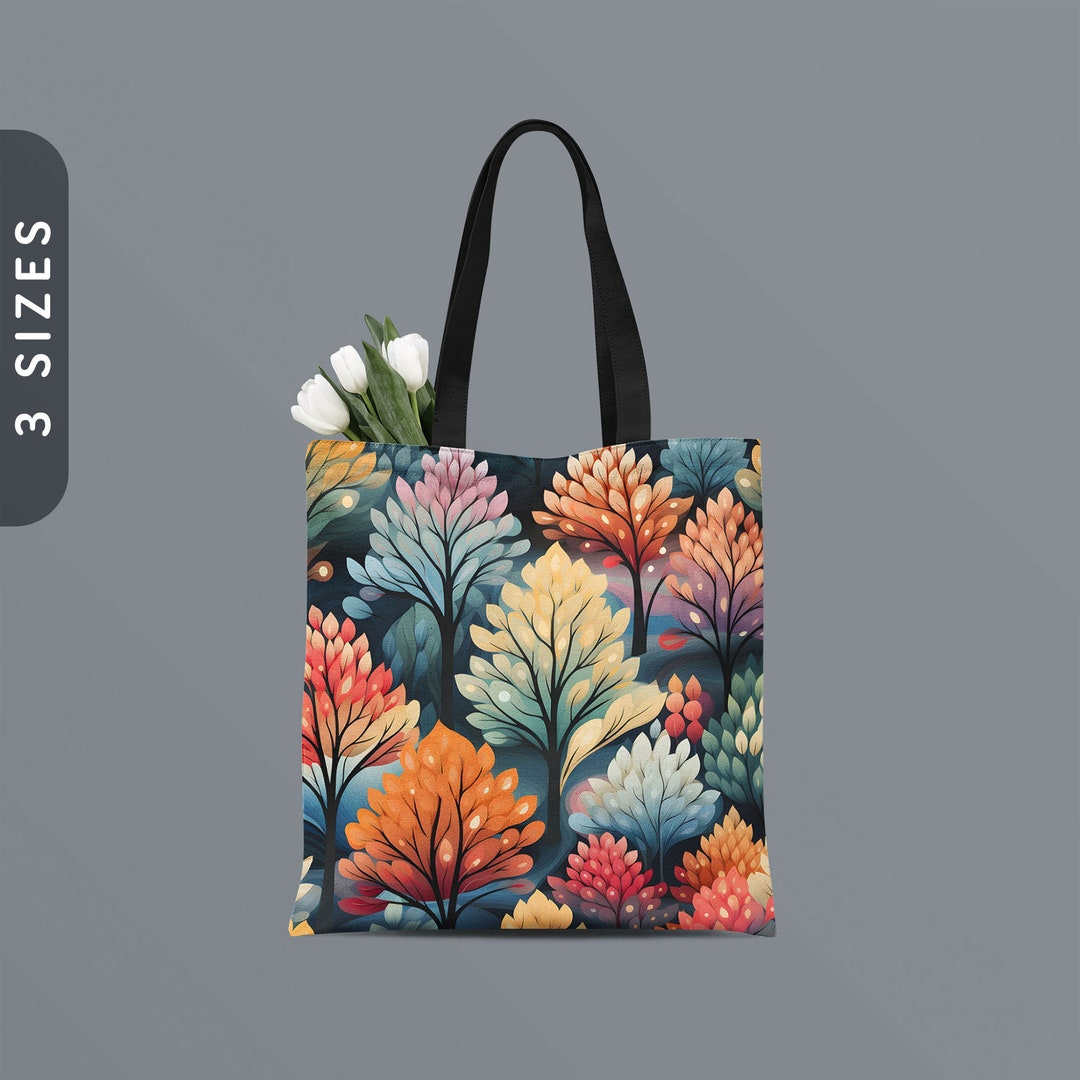 Colorful Enchanted Forest Illustration Tote Bag All Over Print Tote Bag