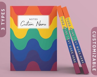 Personalized Subtle Rainbow Flag Waves Journal | Custom LGBTQ+ Pride Hardcover Notebook