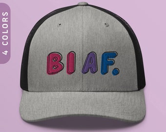 Bi AF. Trucker Cap | Bisexual Pride Hat
