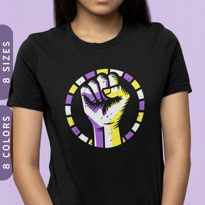 Nonbinary Resist Fist T-Shirt | Subtle Enby Pride Tee XS-4X