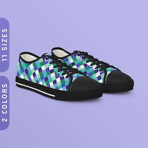 Gay Flag Checkered Pattern Sneakers | Low Top Men&#39;s Sneakers | Black & White Sole | Gay/MLM Pride Flag Color Shoes | Gay Pride Outfit