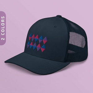 Bisexual Triangles Trucker Cap | Subtle Bisexual Diamonds Hat | LGBTQ Bisexual Pride Flag Hat | Bi Pride Outfit | Bisexual Gift