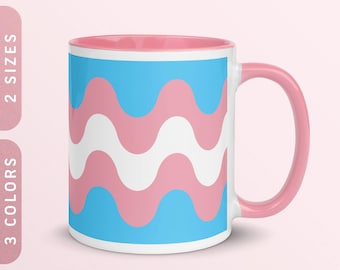 Trans Flag Waves Ceramic Mug | Transgender Pride Gift