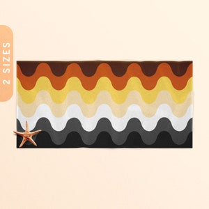 Toalha de praia Subtle Gay Bear Pride Waves | Toalha de praia 30x60&quot; 36x72&quot; | Toalha de banho e piscina | Toalha Beach Lovers | Toalha Bear Brotherhood Flag