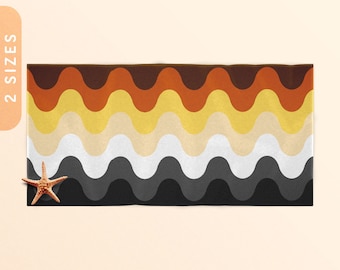 Toalla de playa con la bandera del oso y olas / Regalo del Orgullo Gay